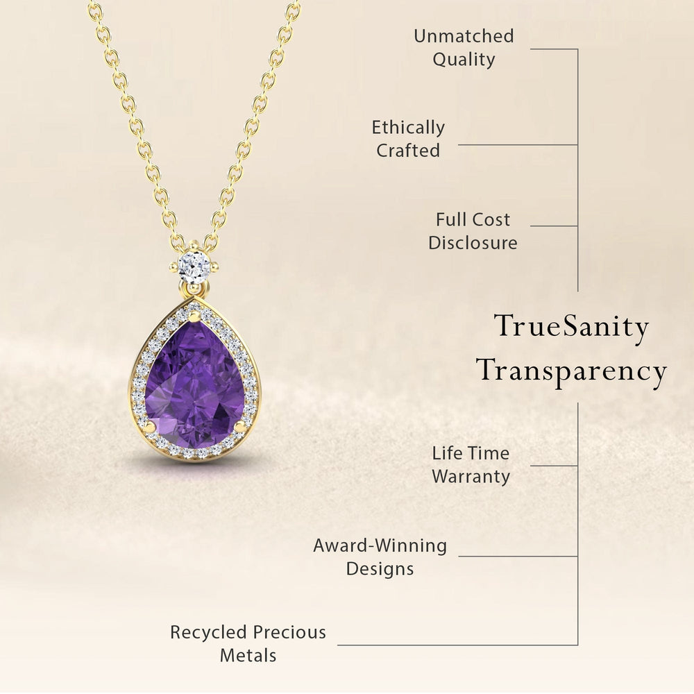 Amethyst & Diamond Halo Necklace - Hannah