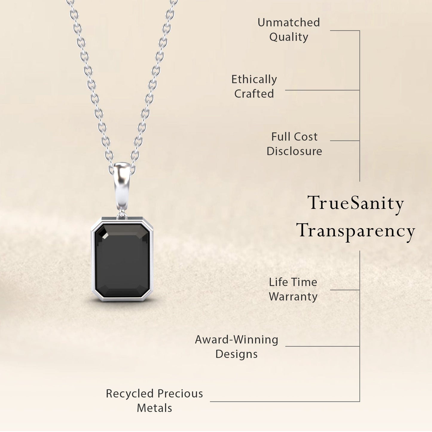 Black Onyx Solitaire Necklace - Jovana