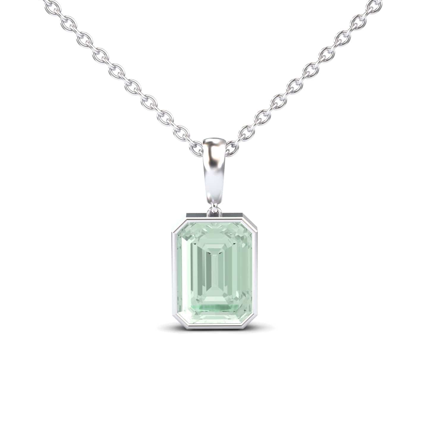 Green Amethyst Solitaire Necklace - Jovana