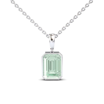 Green Amethyst Solitaire Necklace