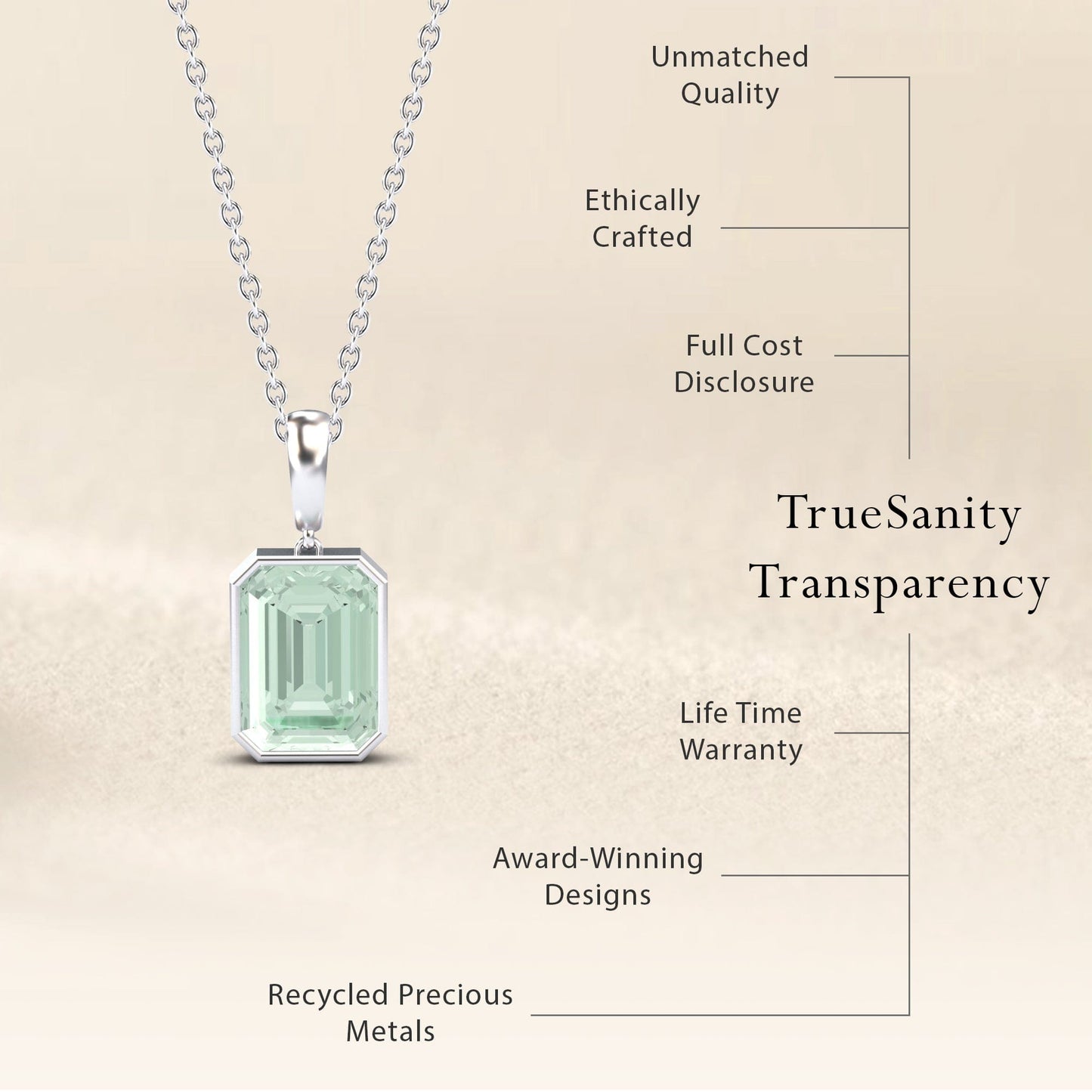 Green Amethyst Solitaire Necklace - Jovana
