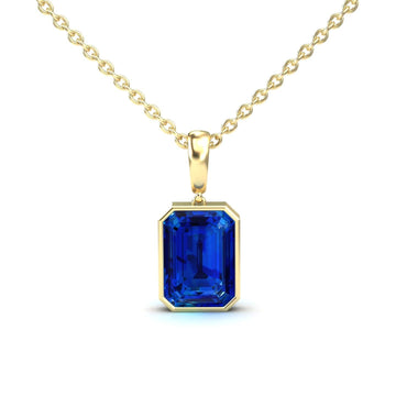 Lab Grown Blue Sapphire Solitaire Necklace - Jovana