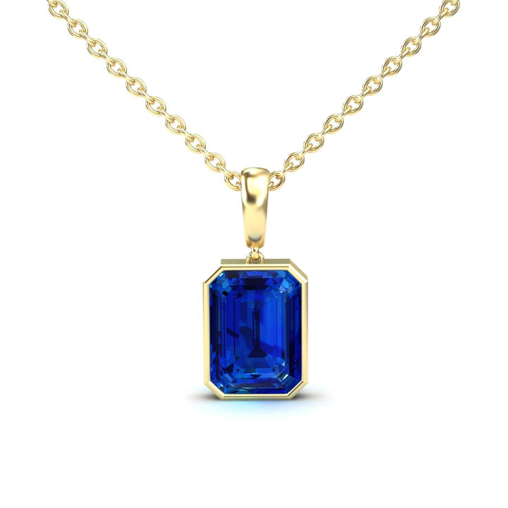Lab Grown Blue Sapphire Solitaire Necklace - Jovana