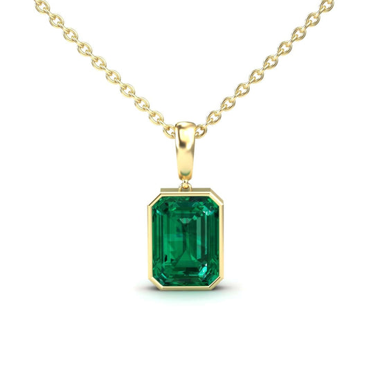 Lab Grown Emerald Solitaire Necklace - Jovana