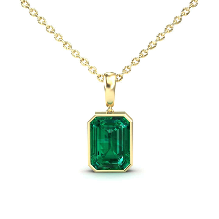 Lab Grown Emerald Solitaire Necklace - Jovana