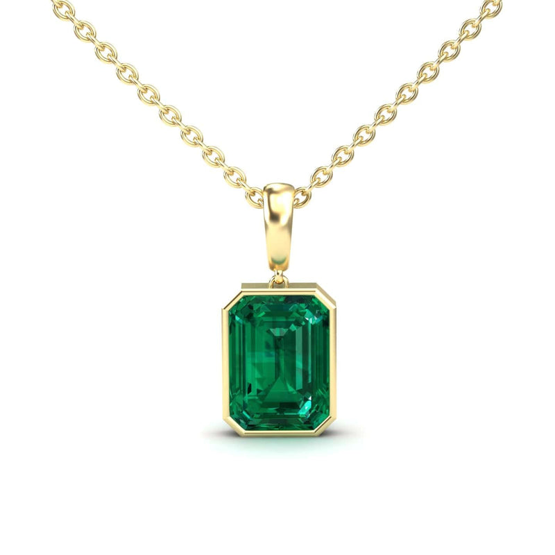 Lab Grown Emerald Solitaire Necklace - Jovana