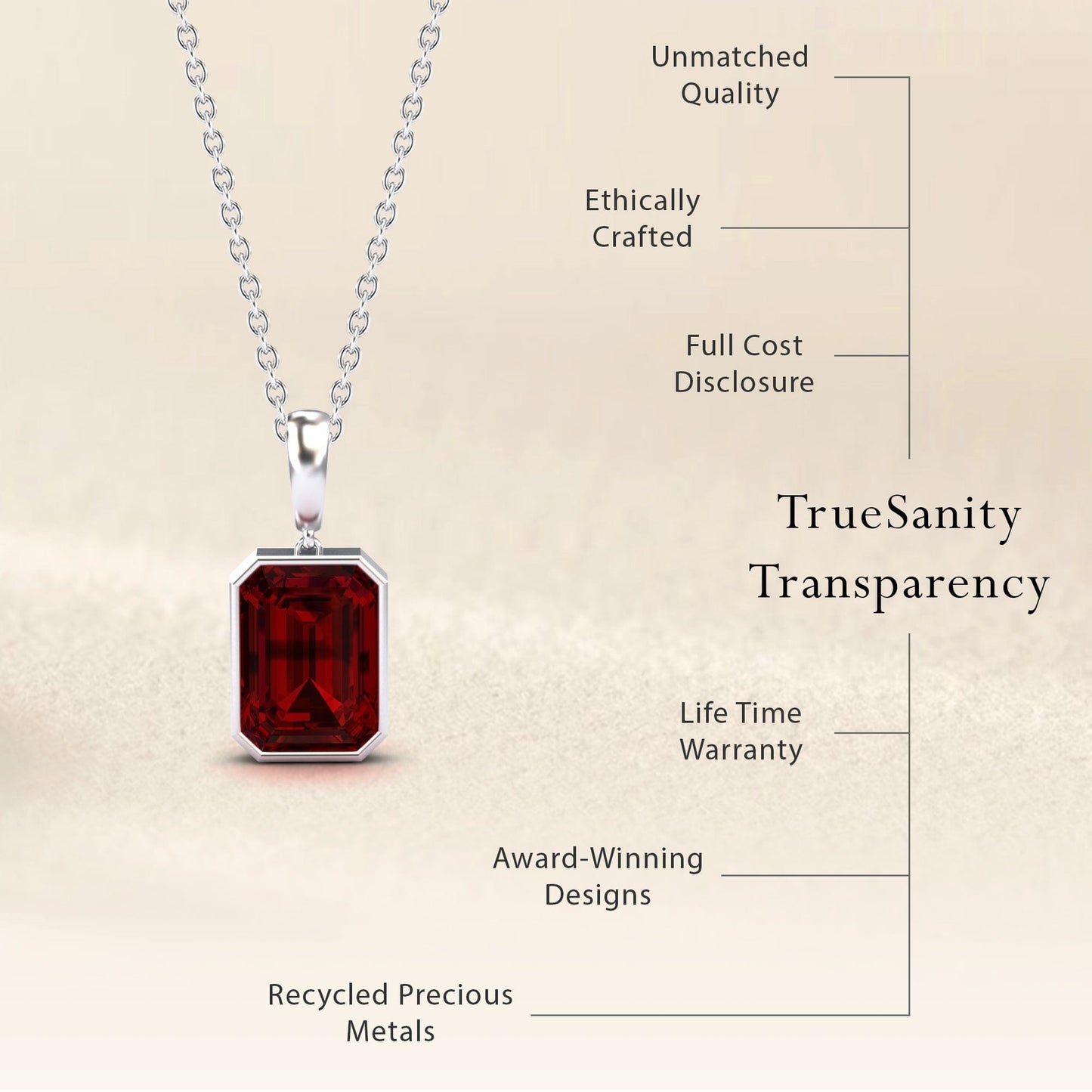 Garnet Solitaire Necklace - Jovana