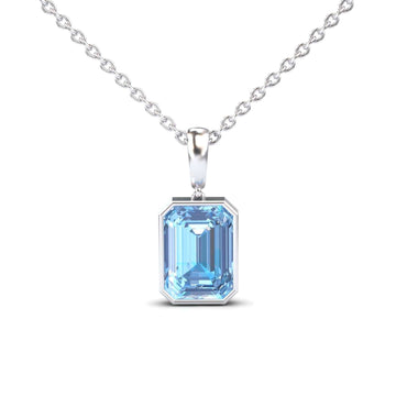 Swiss Blue Topaz Solitaire Necklace - Jovana