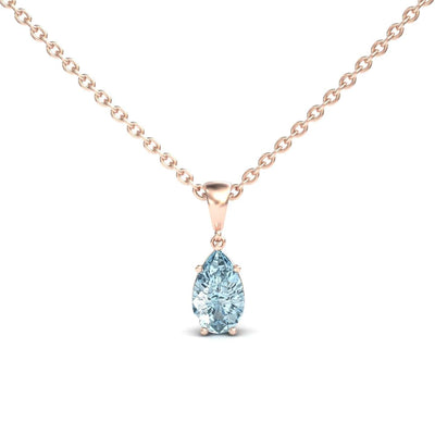 Aquamarine Four Prong Solitaire Necklace