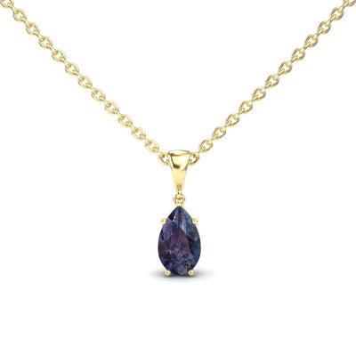Lab Grown Alexandrite Four Prong Solitaire Necklace