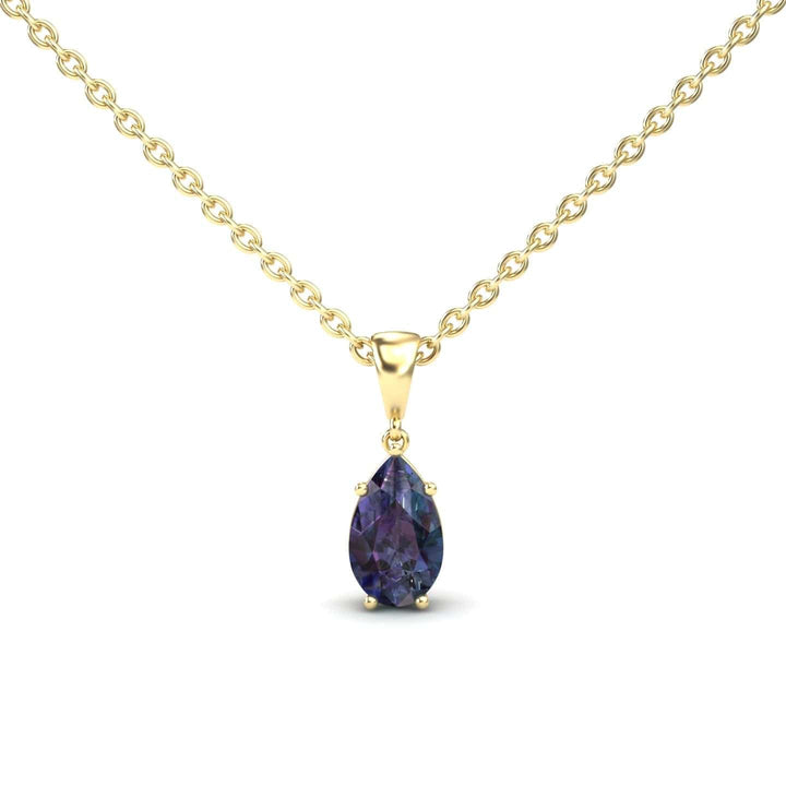 Lab Grown Alexandrite Four Prong Solitaire Necklace - Kirsten