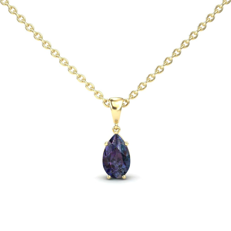 Lab Grown Alexandrite Four Prong Solitaire Necklace - Kirsten