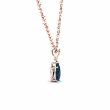 London Blue Topaz Four Prong Solitaire Necklace - Kirsten