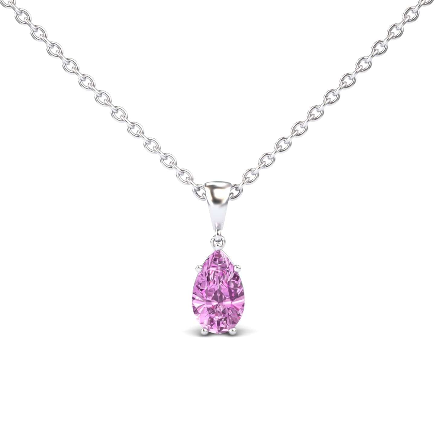 Lab Grown Pink Sapphire Four Prong Solitaire Necklace - Kirsten