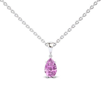 Lab Grown Pink Sapphire Four Prong Solitaire Necklace
