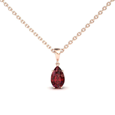 Lab Grown Ruby Four Prong Solitaire Necklace