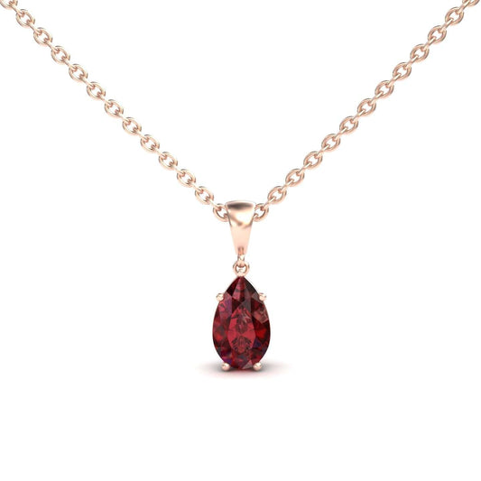 Lab Grown Ruby Four Prong Solitaire Necklace - Kirsten