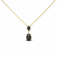 Black Diamond Double Drop Necklace - Mary