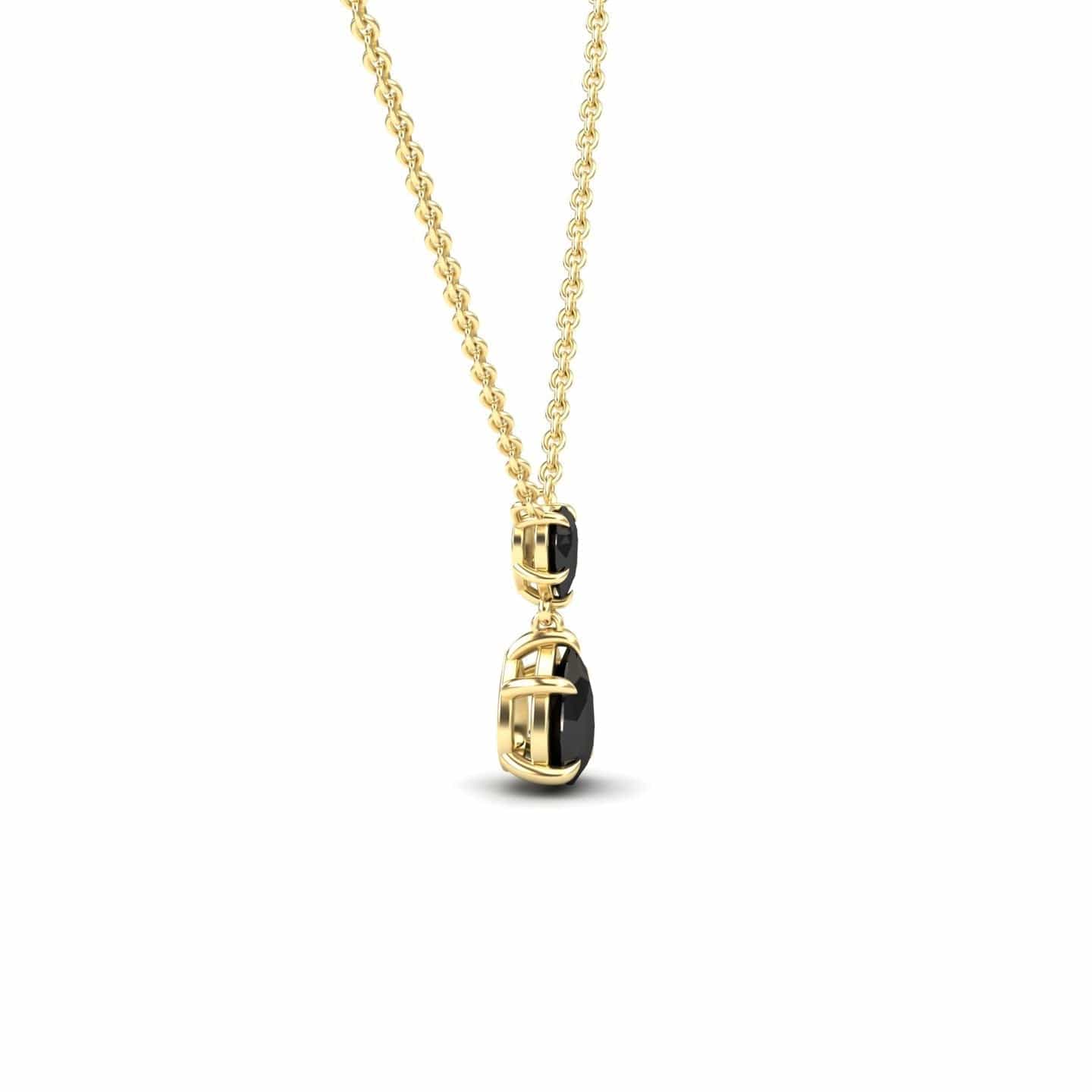 Black Diamond Double Drop Necklace - Mary