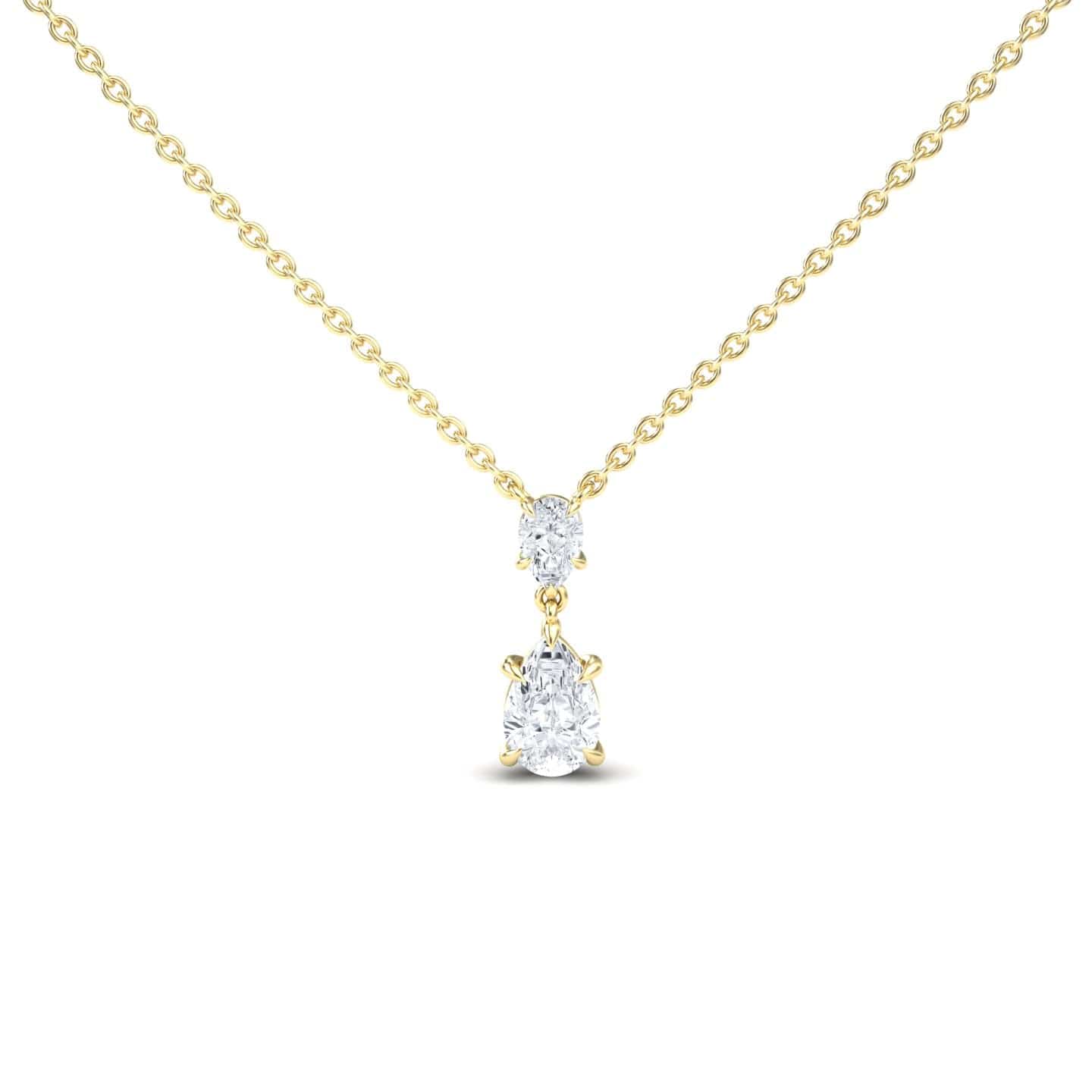 Lab Grown White Diamond Double Drop Necklace - Mary