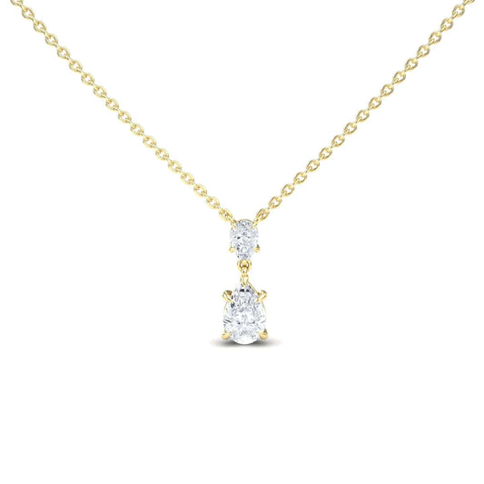 Lab Grown White Diamond Double Drop Necklace - Mary