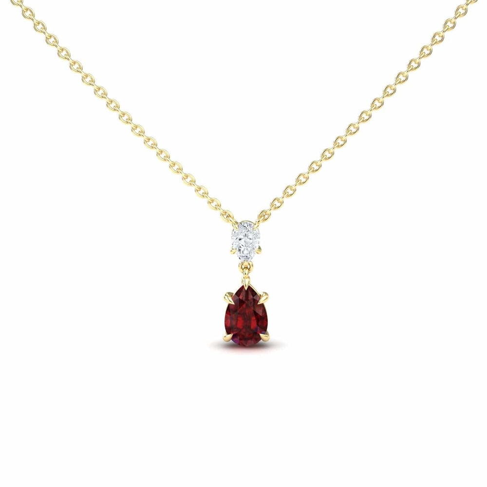 Lab Grown Ruby & Diamond Double Drop Necklace - Mary
