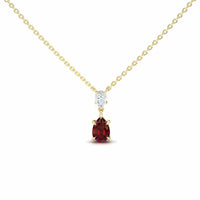Lab Grown Ruby & Diamond Double Drop Necklace - Mary