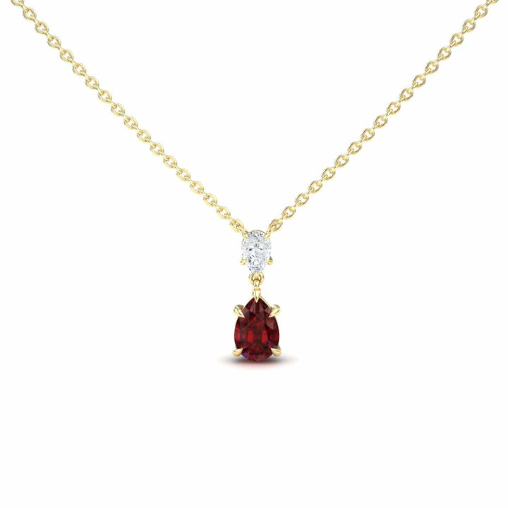 Lab Grown Ruby & Diamond Double Drop Necklace - Mary