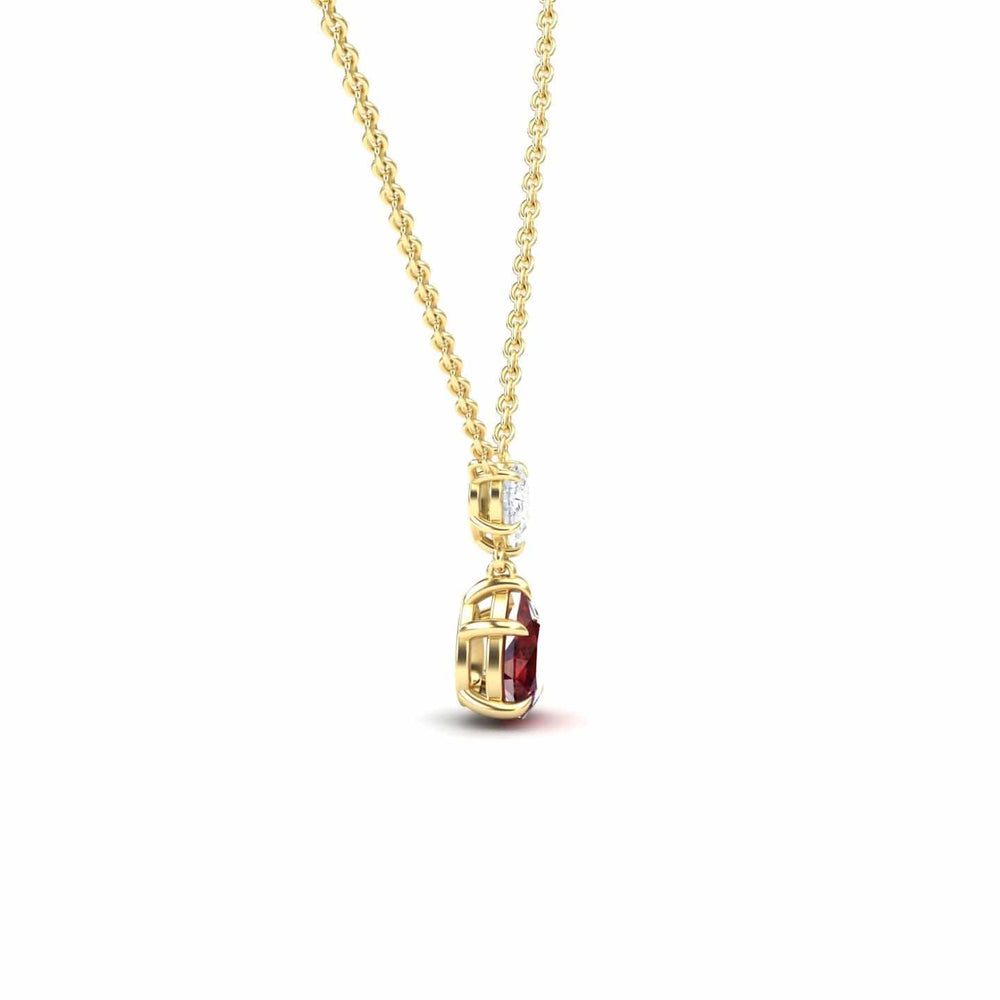 Lab Grown Ruby & Diamond Double Drop Necklace - Mary