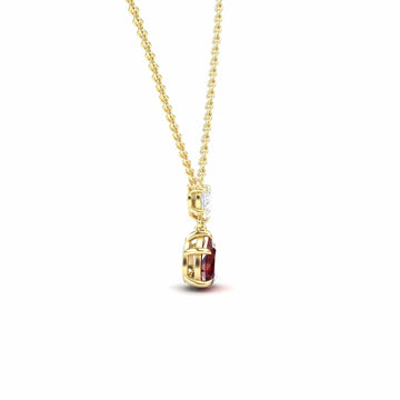 Lab Grown Ruby & Diamond Double Drop Necklace - Mary