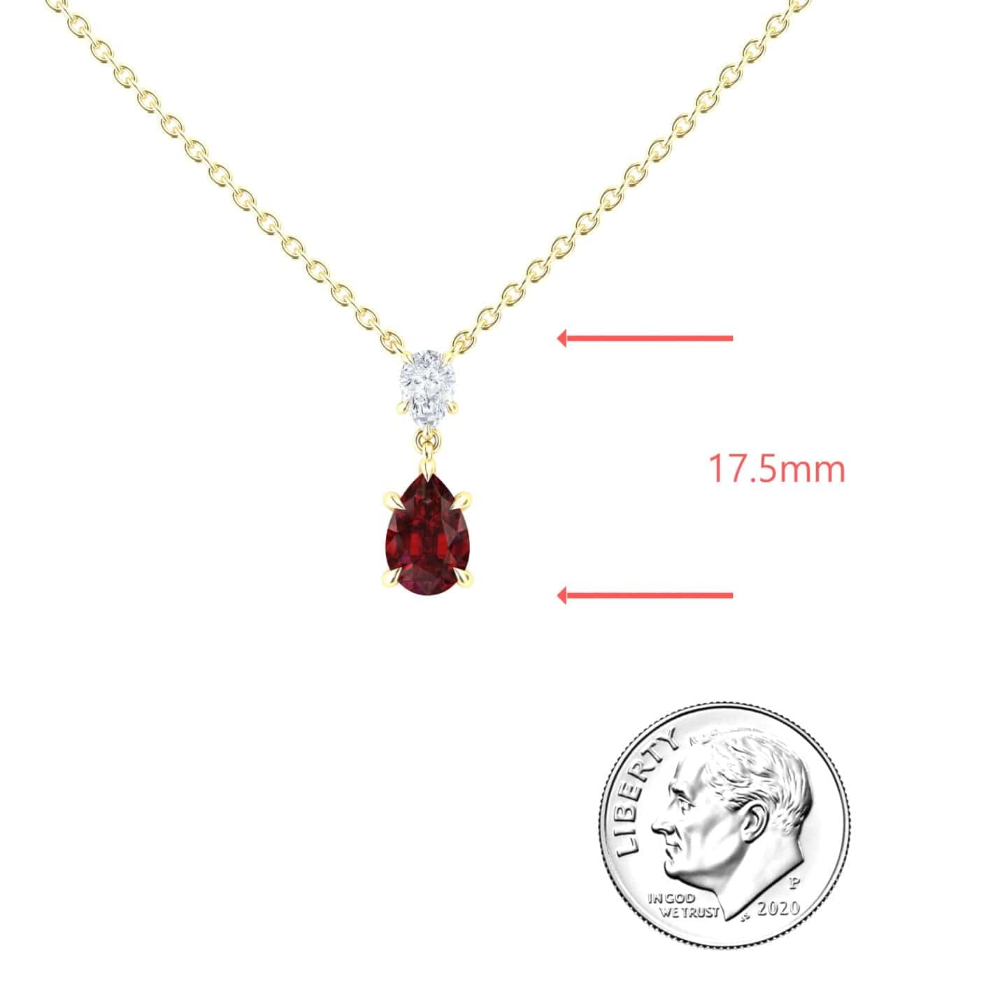 Lab Grown Ruby & Diamond Double Drop Necklace - Mary
