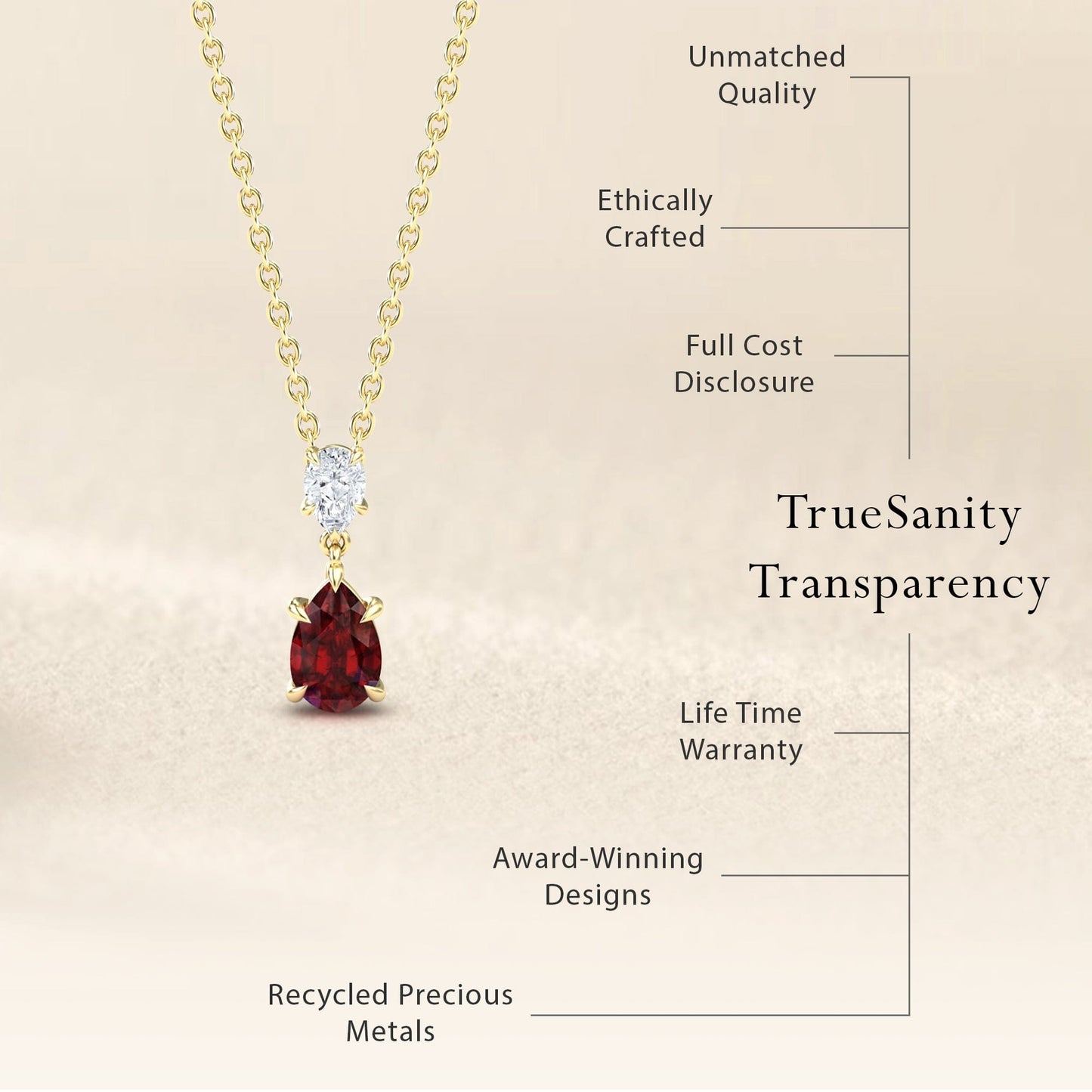 Lab Grown Ruby & Diamond Double Drop Necklace - Mary