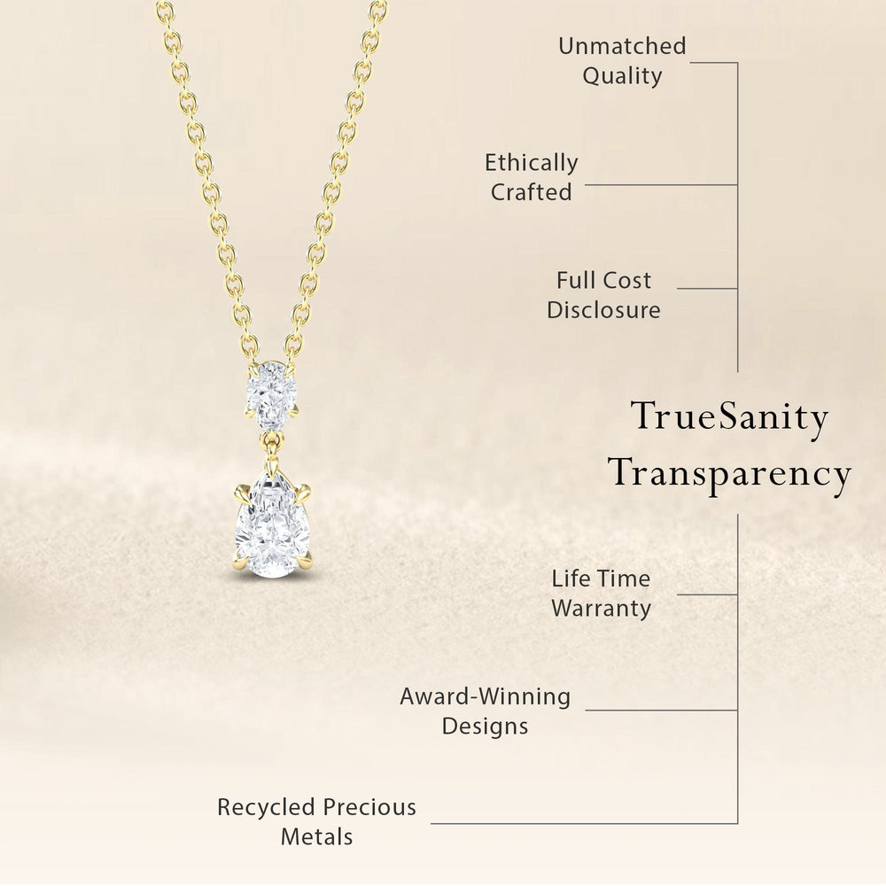 Lab Grown White Diamond Double Drop Necklace - Mary