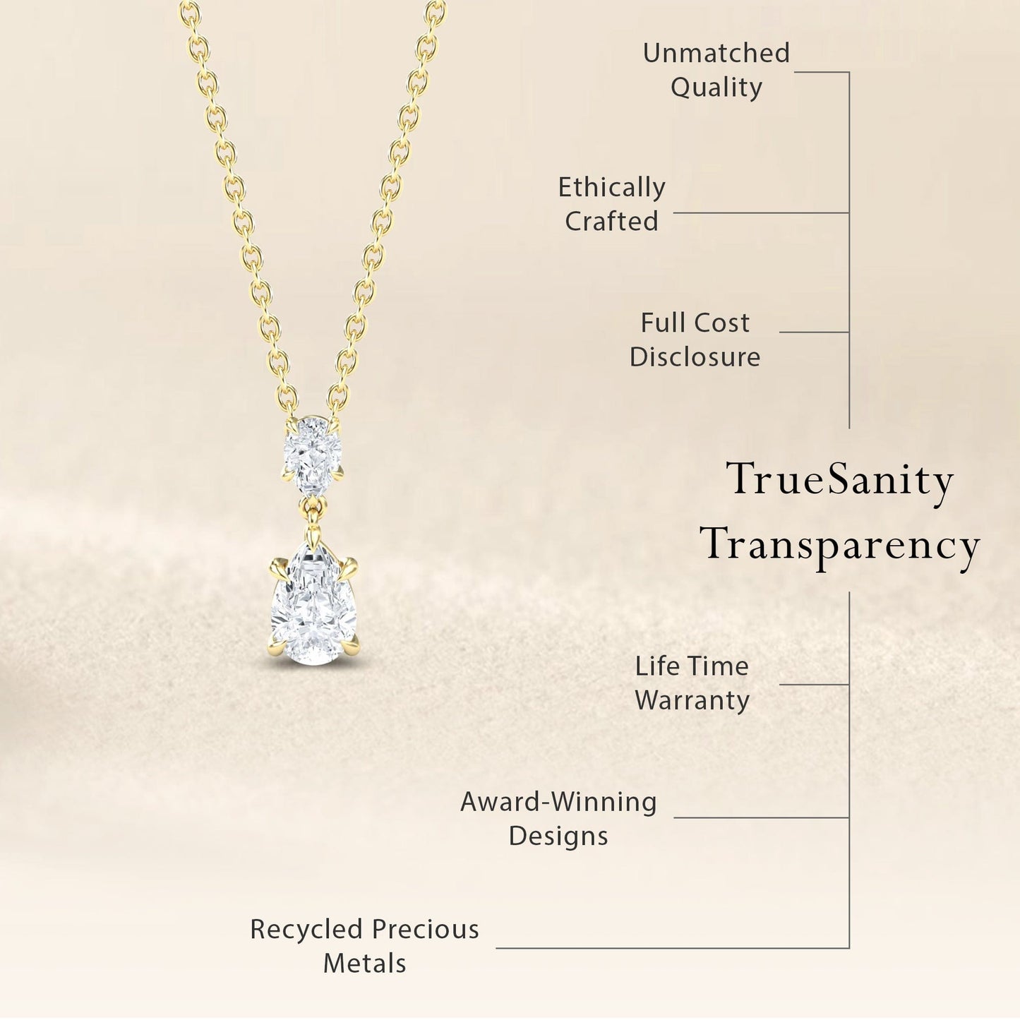 Lab Grown White Diamond Double Drop Necklace - Mary