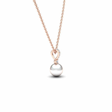 White Akoya Pearl & Diamond Solitaire Drop Necklace - Lauren