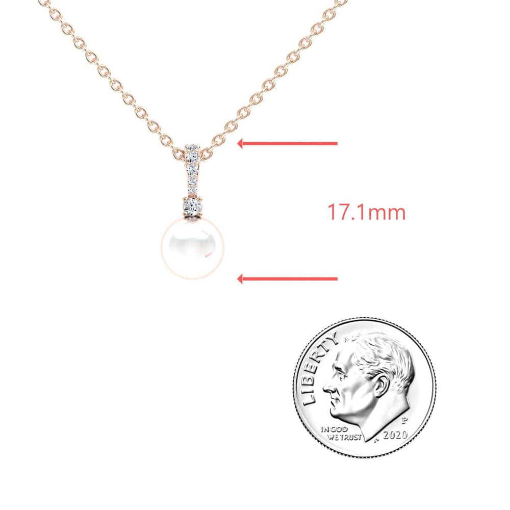 White Akoya Pearl & Diamond Solitaire Drop Necklace - Lauren