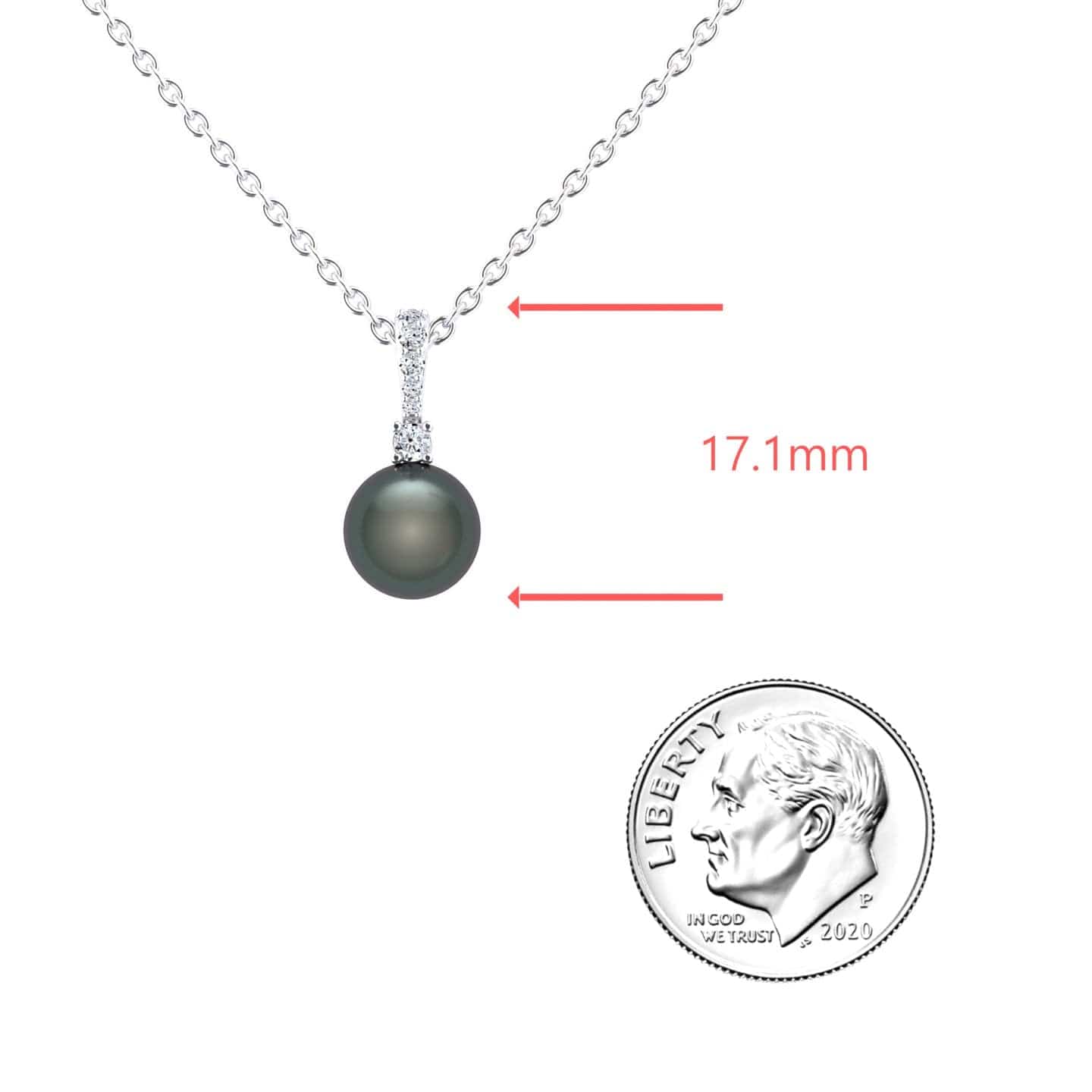 Black Akoya Pearl & Diamond Solitaire Drop Necklace - Lauren