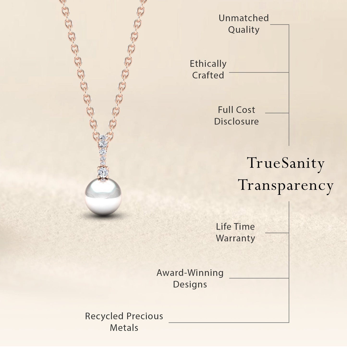 White Akoya Pearl & Diamond Solitaire Drop Necklace - Lauren