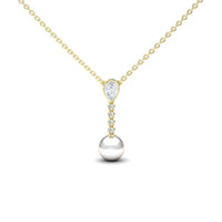 White Akoya Pearl & Diamond Drop Necklace - Nayana