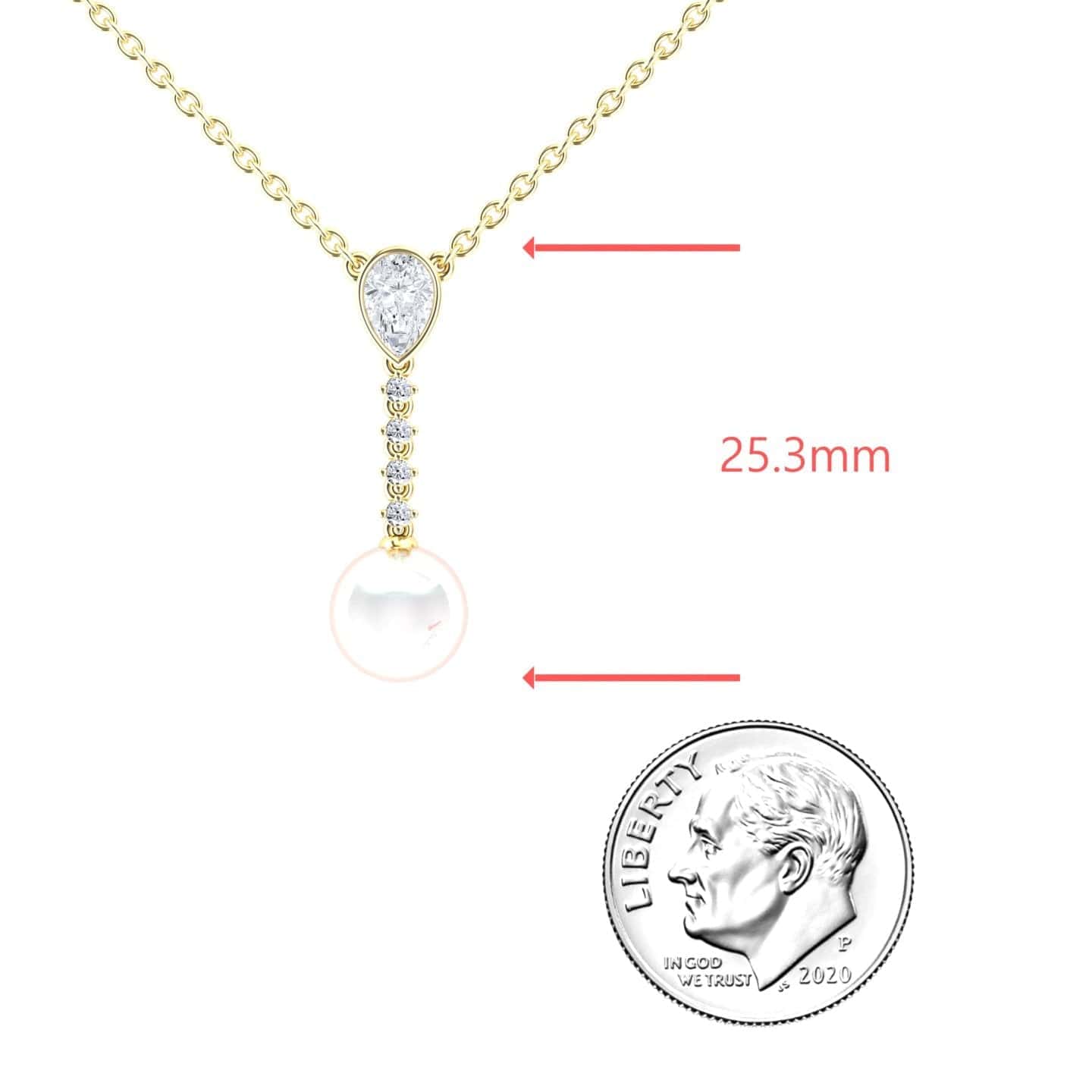 White Akoya Pearl & Diamond Drop Necklace - Nayana