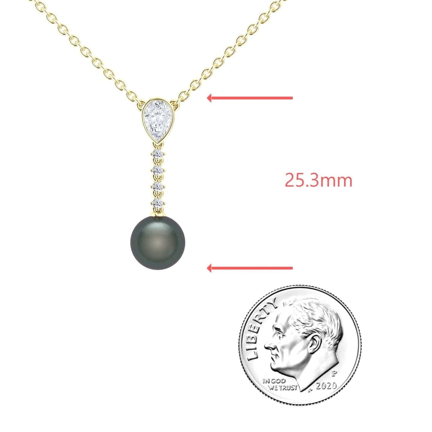 Black Akoya Pearl & Diamond Drop Necklace - Nayana