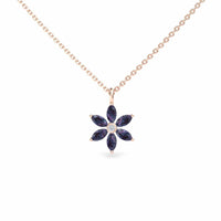Lab Grown Alexandrite & Diamond Floral Necklace - Erin