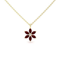 Lab Grown Ruby & Diamond Floral Necklace - Erin