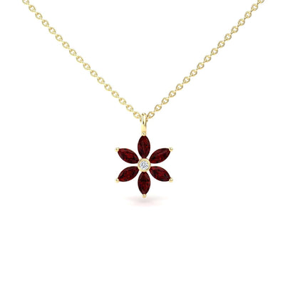 Lab Grown Ruby & Diamond Floral Necklace