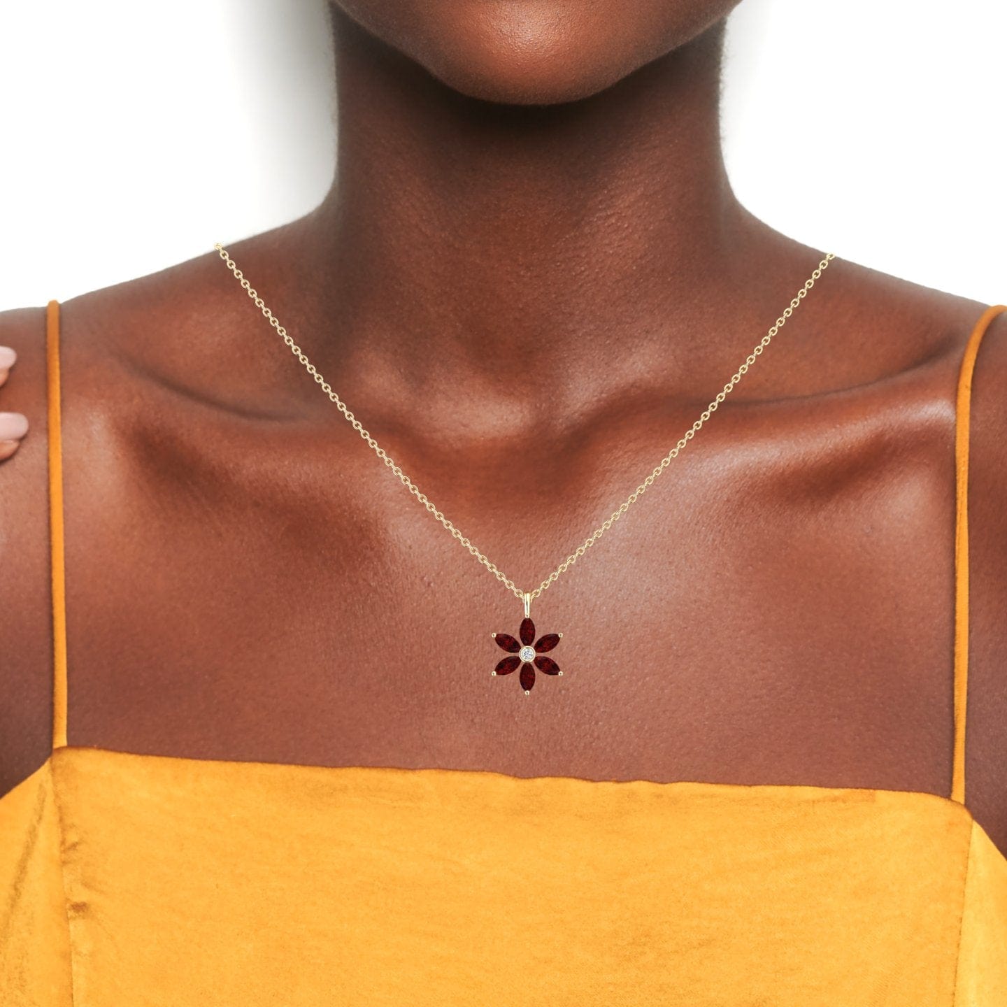 Lab Grown Ruby & Diamond Floral Necklace - Erin