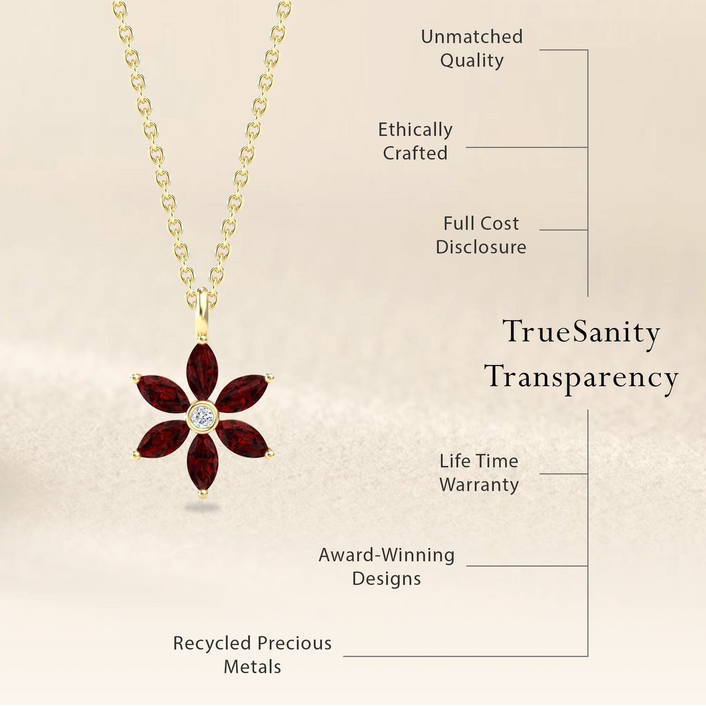 Lab Grown Ruby & Diamond Floral Necklace - Erin