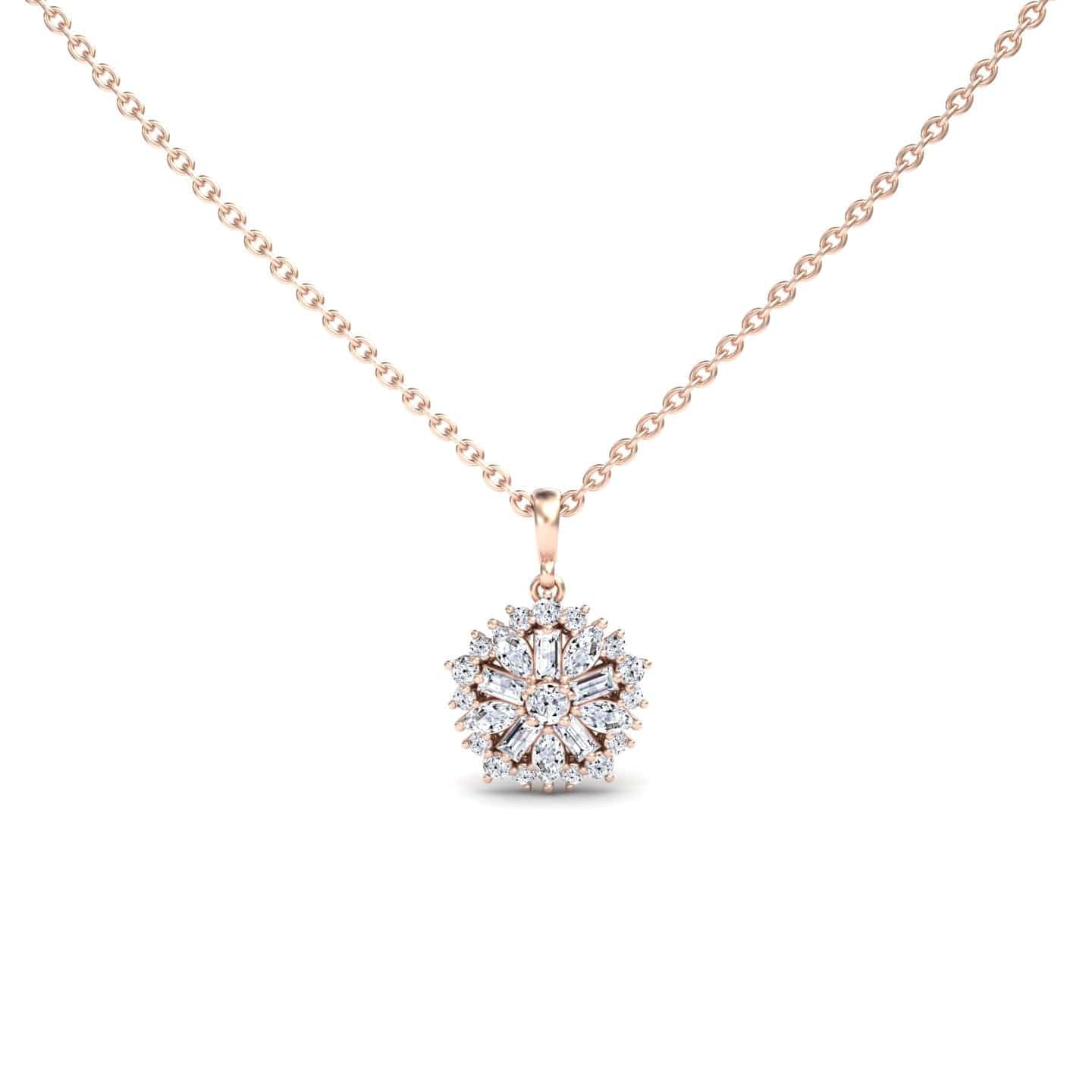 White Diamond Floral Cluster Necklace - Alina