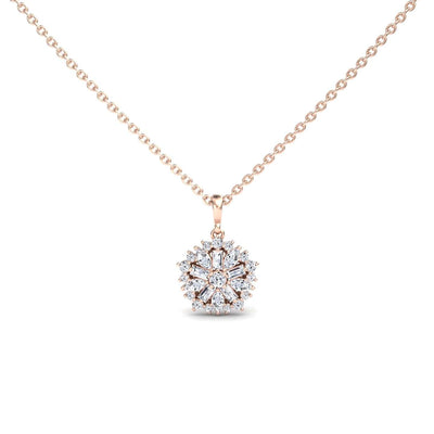 White Diamond Floral Cluster Necklace