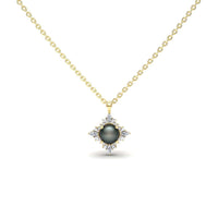 Black Akoya Pearl & Diamond Starburst Necklace - Cassandra