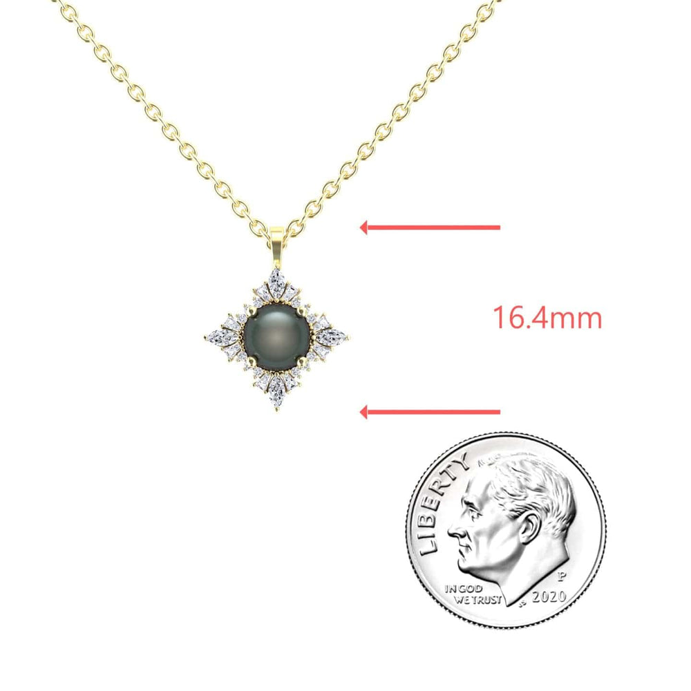 Black Akoya Pearl & Diamond Starburst Necklace - Cassandra